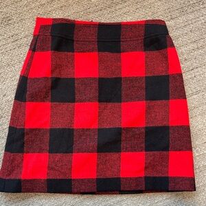 J Crew Red and Black Plaid Buffalo Check Women's Skirt